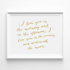 "I LOVE YOU IN THE MORNING AND THE AFTERNOON" - SKIDAMARKINK SONG CALLIGRAPHY ART PRINT BY ANNA SEE