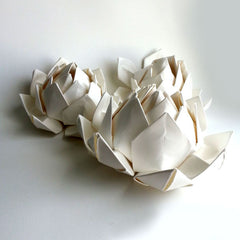 HANDMADE COTTON PAPER SUCCULENT, WHITE LOTUS FLOWER, PERFECT FOR WEDDING CENTERPIECES, FAVORS, ELEGANT DECOR, HANDMADE BY ANNA SEE