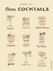 GUIDE TO CLASSIC COCKTAILS ART PRINT (IVORY) BY ANNA SEE