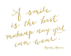 "A SMILE IS THE BEST MAKEUP ANY GIRL CAN WEAR" - MARILYN MONROE CALLIGRAPHY ART PRINT BY ANNA SEE