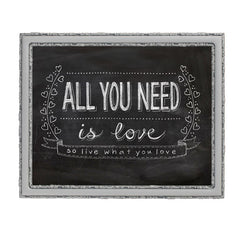 "ALL YOU NEED IS LOVE" CHALKBOARD TYPOGRAPHY ART PRINT BY ANNA SEE