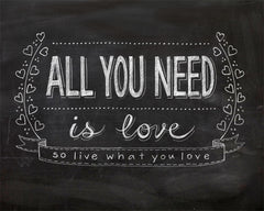 "ALL YOU NEED IS LOVE" CHALKBOARD TYPOGRAPHY ART PRINT BY ANNA SEE