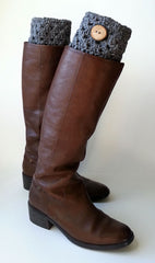 BOOT CUFFS WITH WOOD BUTTONS, HANDMADE AND CROCHET EXCLUSIVELY FOR ANNA SEE