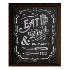 "EAT, DRINK & BE MERRY" CHALKBOARD TYPOGRAPHY ILLUSTRATION GICLEE ART PRINT BY ANNA SEE