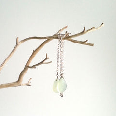 EARRINGS: ELEGANT NATURAL PREHNITE DROP EARRINGS, SOLID .925 STERLING SILVER, HANDMADE AND AVAILABLE EXCLUSIVELY AT ANNA SEE