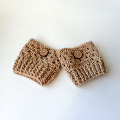 BOOT CUFFS WITH WOOD BUTTONS, HANDMADE AND CROCHET EXCLUSIVELY FOR ANNA SEE