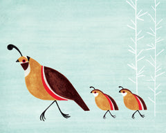 QUAIL FAMILY ILLUSTRATION GICLEE ART PRINT BY ANNA SEE