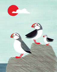 PUFFIN FAMILY ILLUSTRATION GICLEE ART PRINT BY ANNA SEE