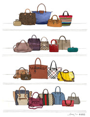 DESIGNER DREAM SHOE AND HANDBAG CLOSET ILLUSTRATION GICLEE ART PRINT SET BY ANNA SEE