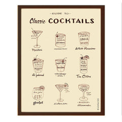 GUIDE TO CLASSIC COCKTAILS ART PRINT (IVORY) BY ANNA SEE