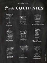 GUIDE TO CLASSIC COCKTAILS ART PRINT (BLACK) BY ANNA SEE