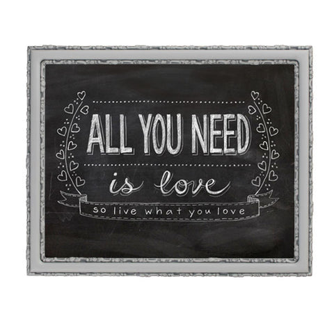 "ALL YOU NEED IS LOVE" CHALKBOARD TYPOGRAPHY ART PRINT BY ANNA SEE