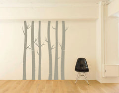 NURSERY TREE WALL DECAL, Birch Trees Bundle of 6, Removable Vinyl Wall Sticker