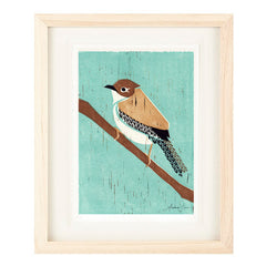 HOUSE WREN HAND-CARVED LINOCUT ILLUSTRATION ART PRINT BY ANNA SEE
