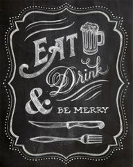 "EAT, DRINK & BE MERRY" CHALKBOARD TYPOGRAPHY ILLUSTRATION GICLEE ART PRINT BY ANNA SEE