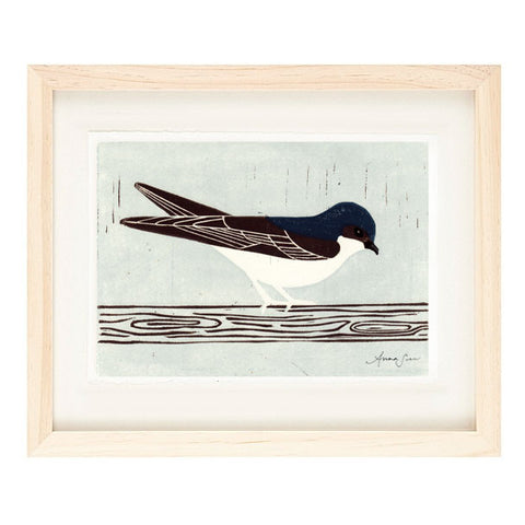 HOUSE MARTIN HAND-CARVED LINOCUT ILLUSTRATION ART PRINT BY ANNA SEE