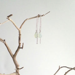EARRINGS: ELEGANT NATURAL PREHNITE DROP EARRINGS, SOLID .925 STERLING SILVER, HANDMADE AND AVAILABLE EXCLUSIVELY AT ANNA SEE