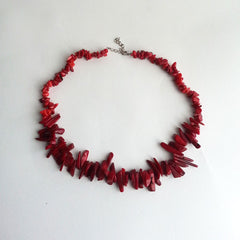 NECKLACE: NATURAL SEA RED CORAL, GRADE AAA, 16 1/3", HANDMADE AND AVAILABLE EXCLUSIVELY AT ANNA SEE