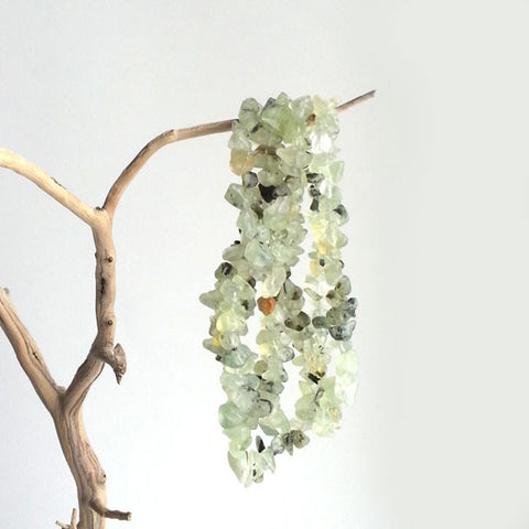 NECKLACE: VERSATILE NATURAL PREHNITE NECKLACE OR BRACELET, 35", HANDMADE AND AVAILABLE EXCLUSIVELY AT ANNA SEE