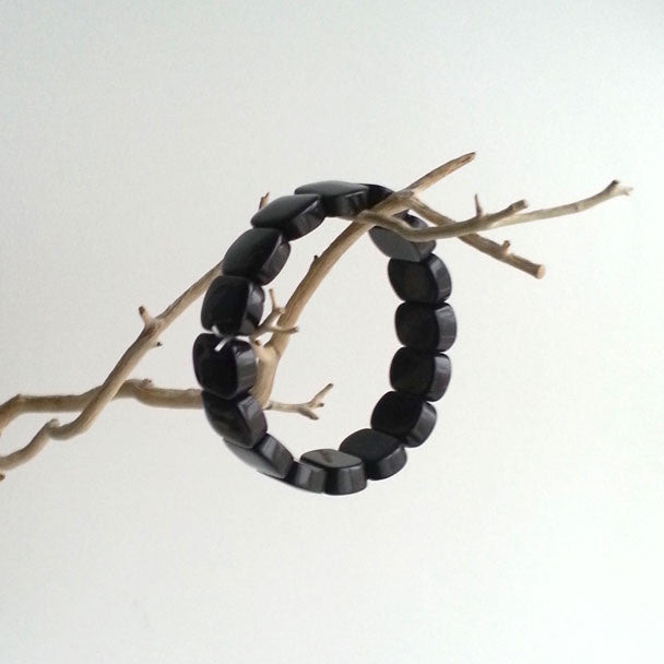BRACELET: BLACK ONYX GEMSTONE BRACELET, 7", HANDMADE AND AVAILABLE EXCLUSIVELY AT ANNA SEE