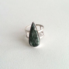 RING: NATURAL SERAPHINITE RING, 100% SOLID .925 STERLING SILVER, HANDMADE AND AVAILABLE EXCLUSIVELY AT ANNA SEE