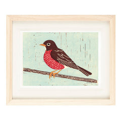 ROBIN HAND-CARVED LINOCUT ILLUSTRATION ART PRINT BY ANNA SEE