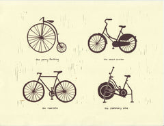 BIKE TYPES ILLUSTRATION GICLEE ART PRINT BY ANNA SEE