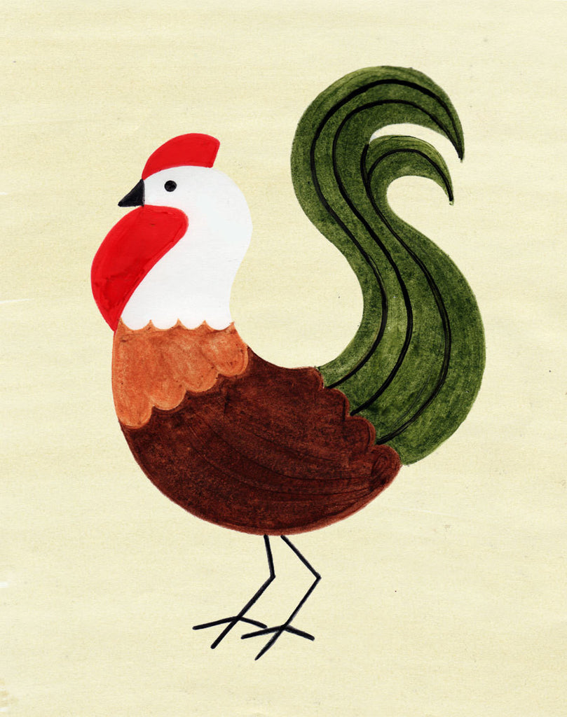 ROOSTER ILLUSTRATION GICLEE ART PRINT BY ANNA SEE