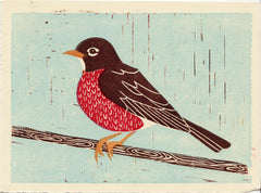ROBIN HAND-CARVED LINOCUT ILLUSTRATION ART PRINT BY ANNA SEE