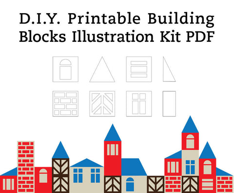 DIY SCANDINAVIAN BUILDING BLOCKS AND HOUSES GEOMETRIC PRINTABLE ILLUSTRATION ART CRAFT KIT PDF 8.5 x 11